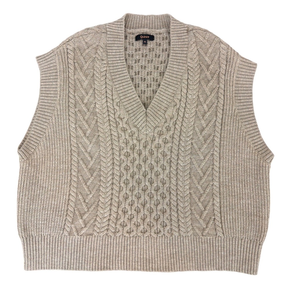 Quince Brown Australian Merino Wool Womens Cable Sweater‎ Vest XL Soft